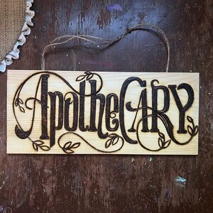 Apothecary wood burning sign, pharmacy, first aid sign, rustic farmhouse Decor